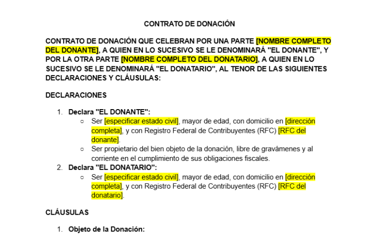 Que Es El Contrato De Donación